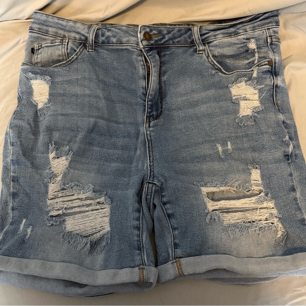 Judy Blue Light Blue Distressed Jean Shorts